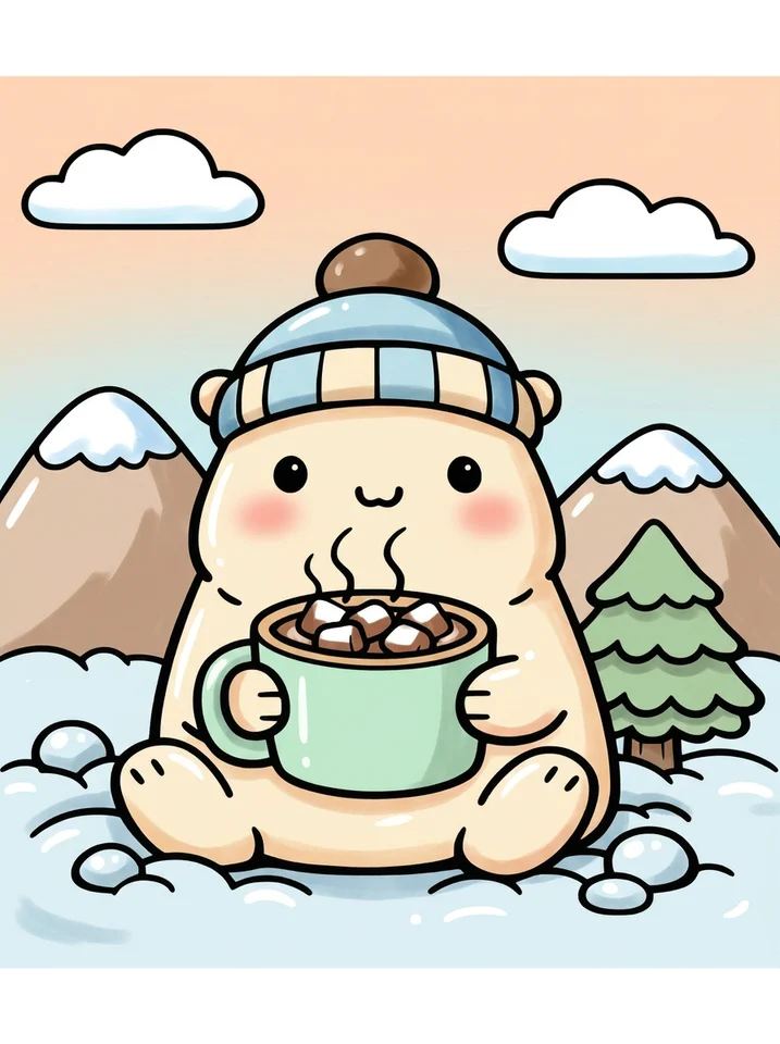 Capybara Holding a Mug of Hot Cocoa coloring page, colored in