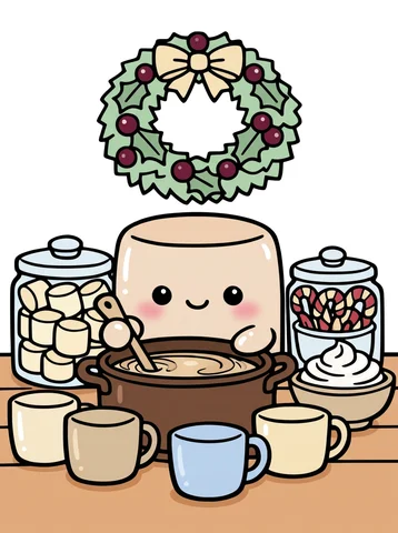 Hot Cocoa Bar with Toppings coloring page, colored in