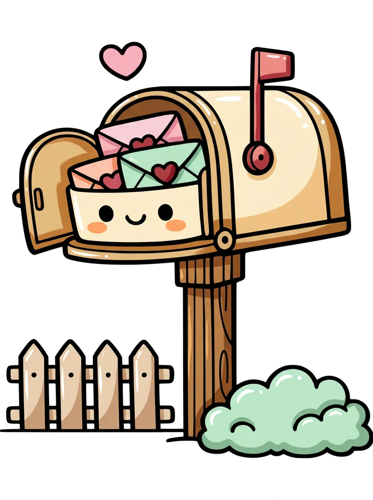 Mailbox Full of Valentine Letters coloring page, colored in