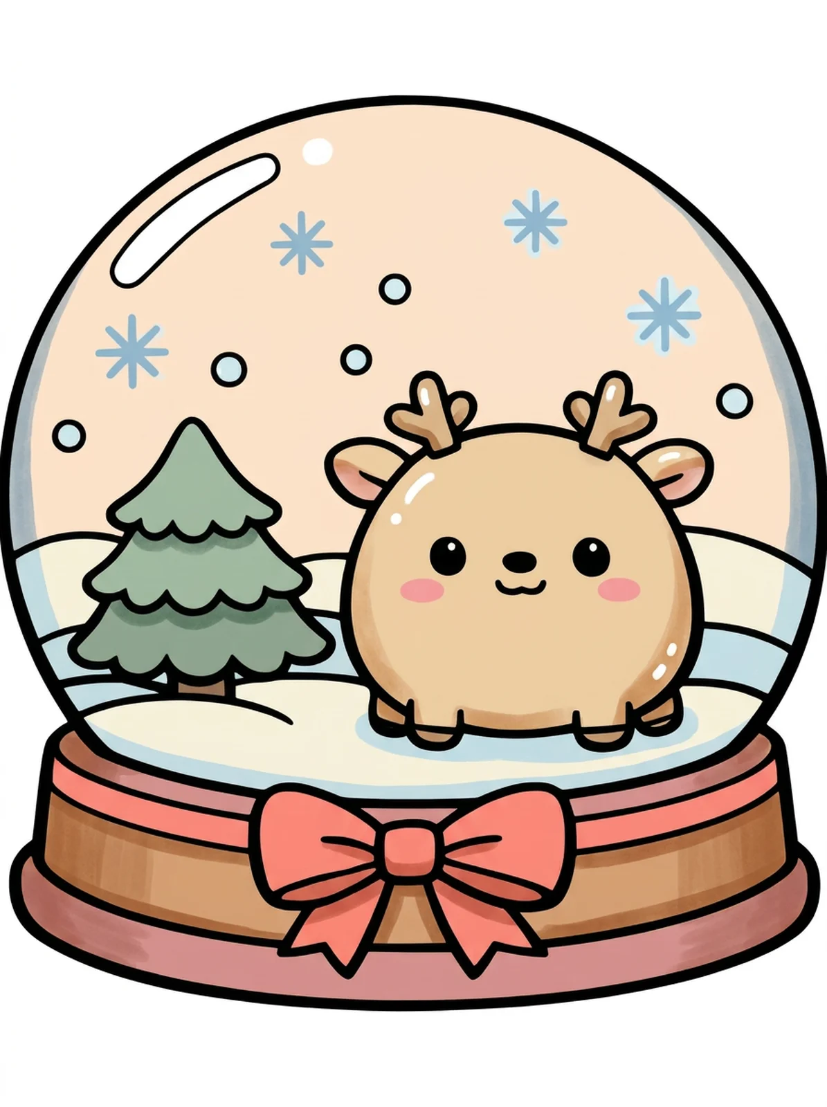 Snow Globe with a Little Reindeer coloring page, colored in